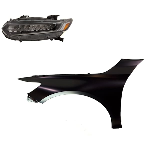 2-Piece Kit Driver Side LED Headlight, With bulb(s), OE Replacement, CAPA Certified, Includes (1) Fender and (1) Headlight
