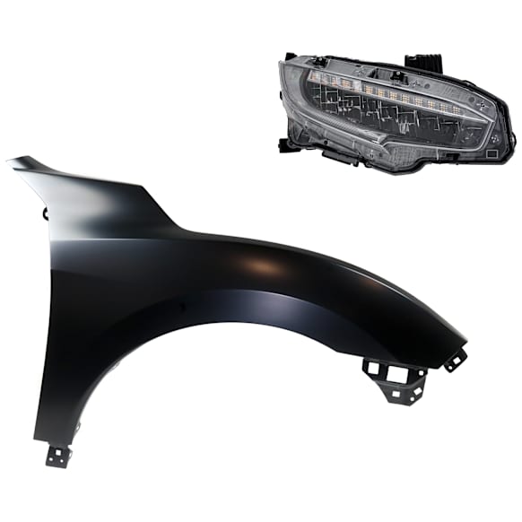 2-Piece Kit, Passenger Side LED Headlight, With bulb(s), OE Replacement, Includes (1) Fender and (1) Headlight