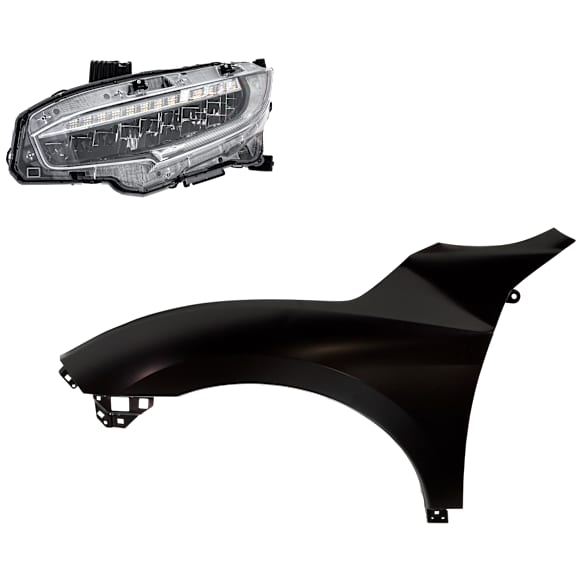 2020 Honda Civic - 2-Piece Kit Driver Side LED Headlight, With bulb(s), OE Replacement, Coupe,  Includes (1) Fender and (1) Headlight