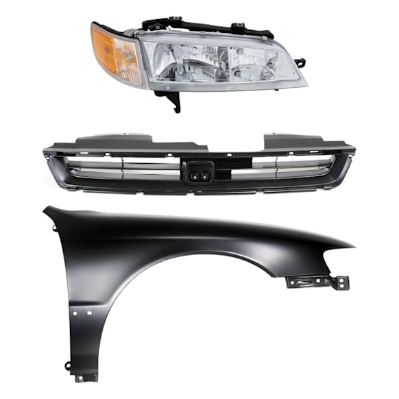 3-Piece Kit Passenger Side Halogen Headlight, Includes (1) Fender, (1) Grille Assembly, and (1) Headlight