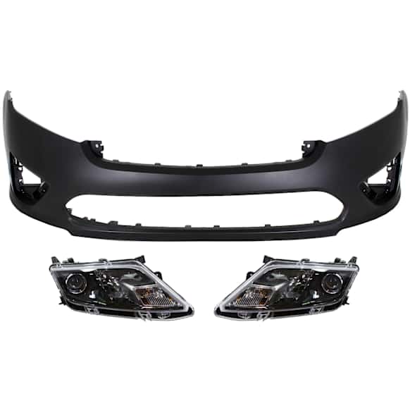 3-Piece Kit, Front Primed Bumper Cover, Includes (1) Bumper Cover and (2) Headlight