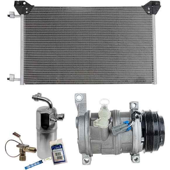 2007 Chevrolet Silverado 1500 Classic - 3-Piece Kit A/C Compressor Kit, 5.3L 8Cyl, GAS, 2 Bolts to mount the Hoses, With Clutch, Includes (1) A/C Compressor, (1) A/C Condenser, and (1) A/C Service Kit