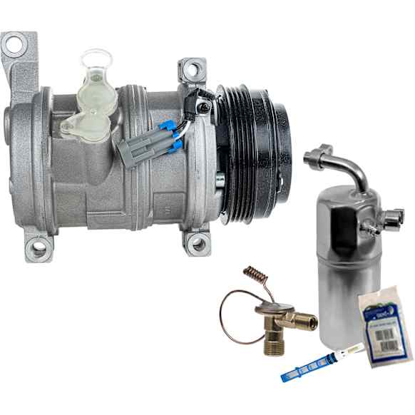 2009 Chevrolet Tahoe - 2-Piece Kit A/C Compressor Kit, 6.2L 8Cyl, Without Rear Air Conditioning, Accum/ Receiver Drier Kit, Oring Seal Kit 1321272, Acum/ Drier 1411812, Front Exp Valve 3411884, 2-Bolt to mount the Hoses, With Clutch