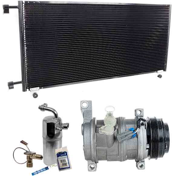 2001 GMC Yukon - 3-Piece Kit A/C Compressor Kit, With Clutch, 4-Groove Pulley, Includes (1) A/C Compressor, (1) A/C Condenser and (1) A/C Service Kit