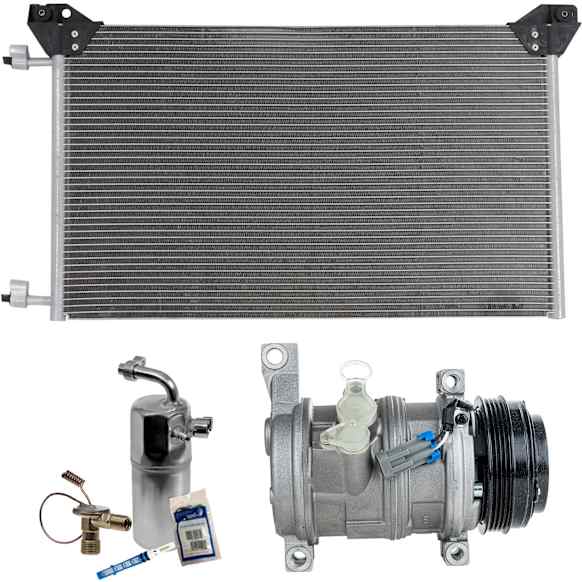 3-Piece Kit A/C Compressor Kit, With Clutch, 4-Groove Pulley, Includes (1) A/C Compressor, (1) A/C Condenser and (1) A/C Service Kit