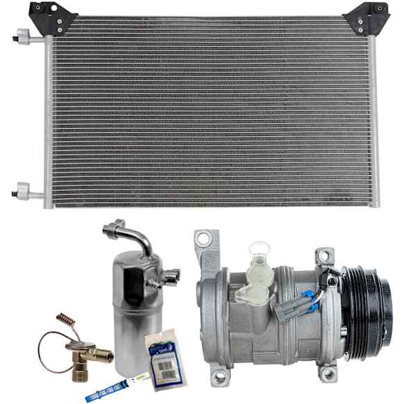 3-Piece Kit A/C Compressor Kit, With Clutch, 4-Groove Pulley, Includes (1) A/C Compressor, (1) A/C Condenser and (1) A/C Service Kit