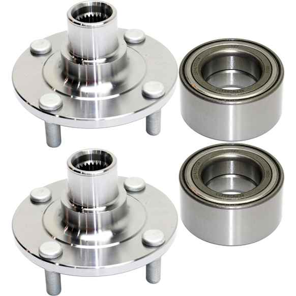 2-Wheel Set Front Wheel Hub, 4 Lugs, With Bearing, FWD, 2.5L, 4Cyl, Includes (2) Wheel Bearing and (2) Wheel Hub