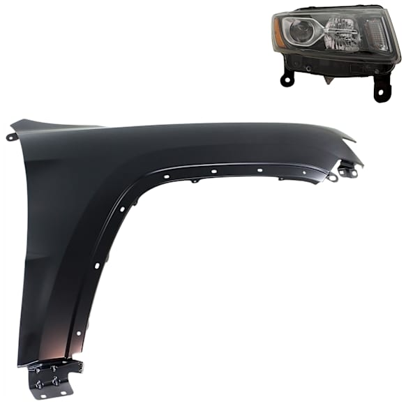 2-Piece Kit Passenger Side Halogen Headlight, With bulb(s), OE Replacement, Includes (1) Fender and (1) Headlight