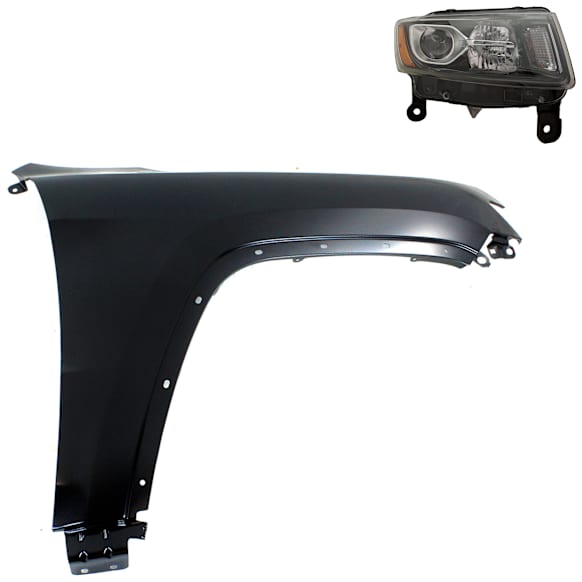 2-Piece Kit Passenger Side Halogen Headlight, With bulb(s), OE Replacement, CAPA Certified, Includes (1) Fender and (1) Headlight