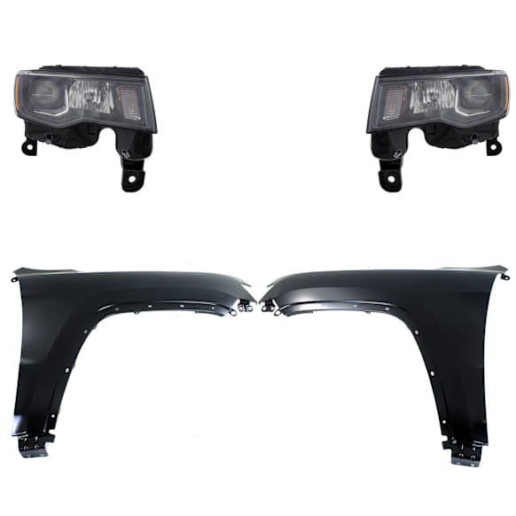 4-Piece Kit Driver and Passenger Side Halogen Headlight, With bulb(s), OE Replacement, CAPA Certified, Includes (2) Fender and (2) Headlight