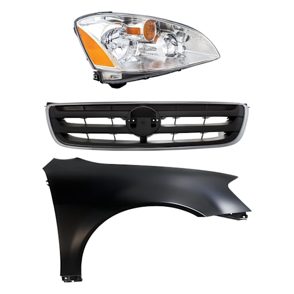 3-Piece Kit Passenger Side Halogen Headlight, Without Sport Package, Includes (1) Fender, (1) Grille Assembly, and (1) Headlight