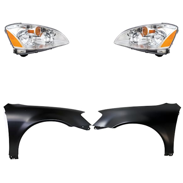 4-Piece Kit Driver and Passenger Side Halogen Headlight, With bulb(s), Without Sport Package, OE Replacement, Includes (2) Fender and (2) Headlight