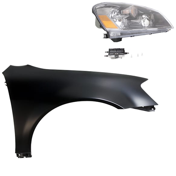 2-Piece Kit Passenger Side HID/Xenon Headlight, With bulb(s), Sedan, OE Replacement, Includes (1) Fender and (1) Headlight