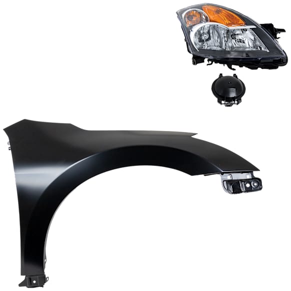 2-Piece Kit Passenger Side Halogen Headlight, With bulb(s), OE Replacement, Includes (1) Fender and (1) Headlight