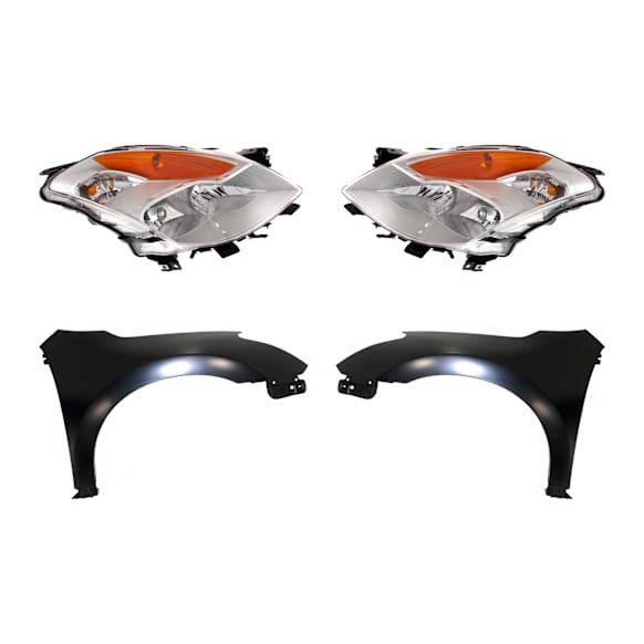 2008-2009 Nissan Altima - 4-Piece Kit Driver and Passenger Side HID/Xenon Headlight, With bulb(s), Coupe, OE Replacement, Includes (2) Fender and (2) Headlight