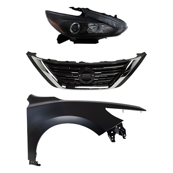 3-Piece Kit Passenger Side LED Headlight, For Models With Daytime Running Light, Includes (1) Fender, (1) Grille Assembly, and (1) Headlight