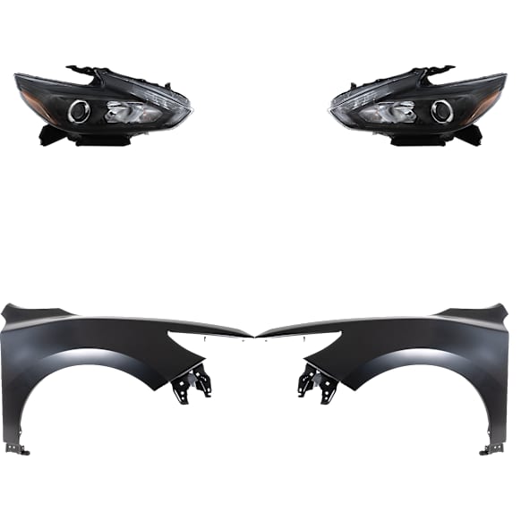 4-Piece Kit Driver and Passenger Side LED Headlight, With bulb(s), For Models With Daytime Running Light, OE Replacement, Includes (2) Fender and (2) Headlight