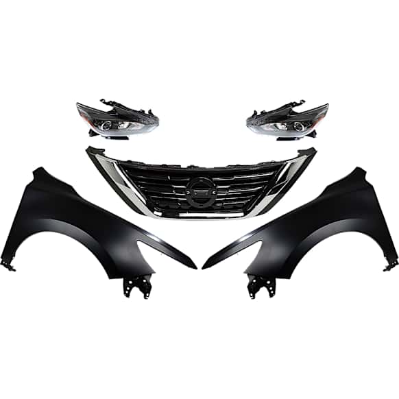 5-Piece Kit Driver and Passenger Side LED Headlight, For Models With Daytime Running Light, Includes (2) Fender, (1) Grille Assembly, and (2) Headlight