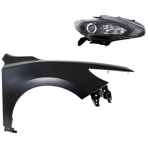 2-Piece Kit Passenger Side Halogen Headlight, With bulb(s), For Models Without Daytime Running Light, OE Replacement, CAPA Certified, Includes (1) Fender and (1) Headlight