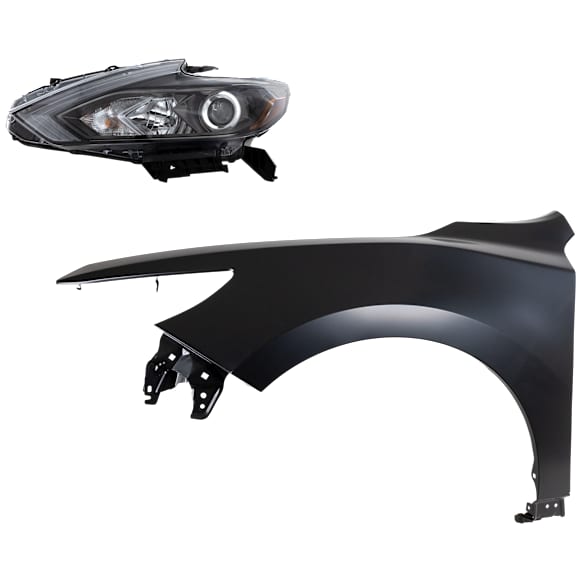 2-Piece Kit Driver Side Halogen Headlight, With bulb(s), For Models Without Daytime Running Light, OE Replacement, CAPA Certified, Includes (1) Fender and (1) Headlight