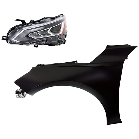 2-Piece Kit Driver Side LED Headlight, With bulb(s), Type 2, OE Replacement, Includes (1) Fender and (1) Headlight