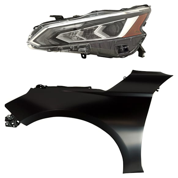 2019 Nissan Altima - 2-Piece Kit Driver Side LED Headlight, With bulb(s), Type 1, OE Replacement, CAPA Certified  Includes (1) Fender and (1) Headlight