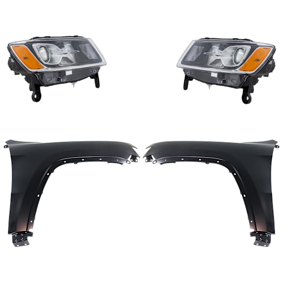 4-Piece Kit Driver and Passenger Side Halogen Headlight, With bulb(s), For Models Without Luxury Group Package, OE Replacement, Includes (2) Fender and (2) Headlight