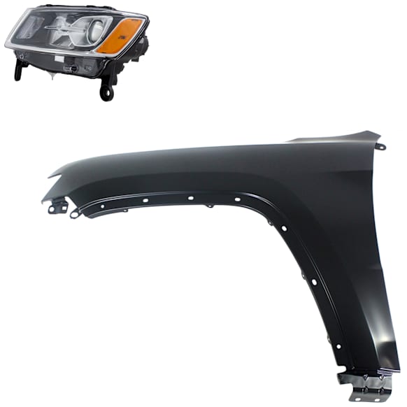 2-Piece Kit Driver Side Halogen Headlight, With bulb(s), For Models Without Luxury Group Package, OE Replacement, Includes (1) Fender and (1) Headlight