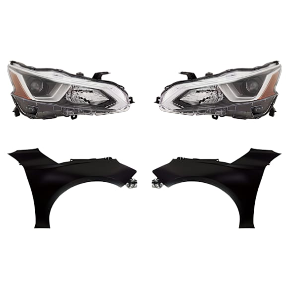 4-Piece Kit, Front, Driver and Passenger Side Fender, CAPA Certified, Includes (2) Fender and (2) Headlight