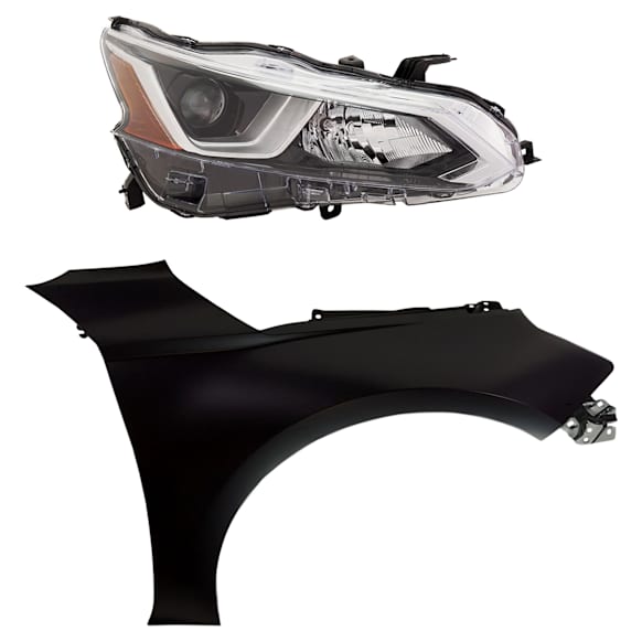 2020 Nissan Altima - 2-Piece Kit Front, Passenger Side Fender, CAPA Certified Includes (1) Fender and (1) Headlight