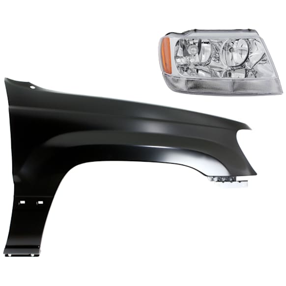 2-Piece Kit Passenger Side Halogen Headlight, With bulb(s), Sport Utility, OE Replacement, Includes (1) Fender and (1) Headlight