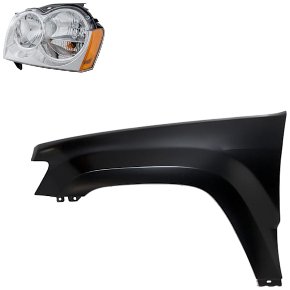 2-Piece Kit Driver Side Halogen Headlight, With bulb(s), OE Replacement, CAPA Certified, Includes (1) Fender and (1) Headlight