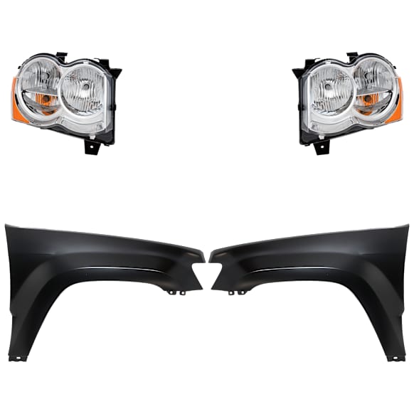 4-Piece Kit Driver and Passenger Side Halogen Headlight, With bulb(s), OE Replacement, CAPA Certified, Includes (2) Fender and (2) Headlight