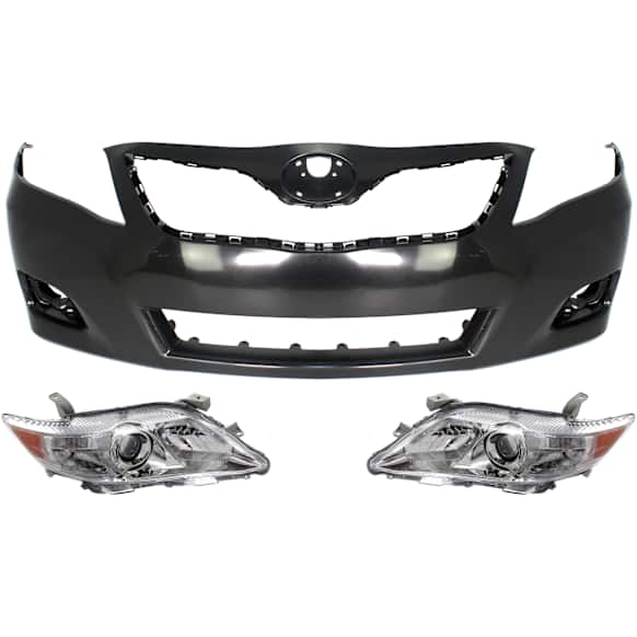 2011 Toyota Camry - 3-Piece Kit Driver and Passenger Side Halogen Headlight, With bulb(s), USA Built Vehicle, OE Replacement,  Includes (1) Bumper Cover and (2) Headlight