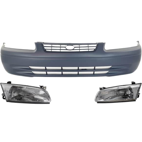 3-Piece Kit, Front Primed Bumper Cover, Includes (1) Bumper Cover and (2) Headlight