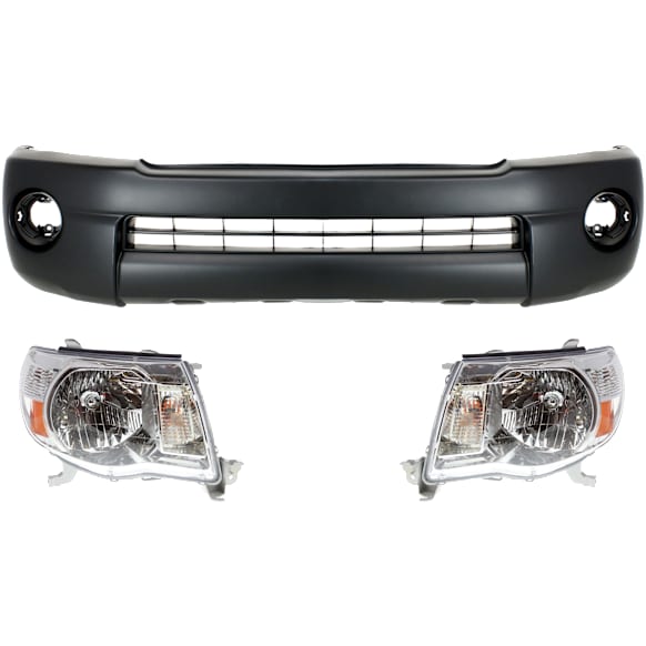 3-Piece Kit, Front Textured Bumper Cover, Includes (1) Bumper Cover and (2) Headlight
