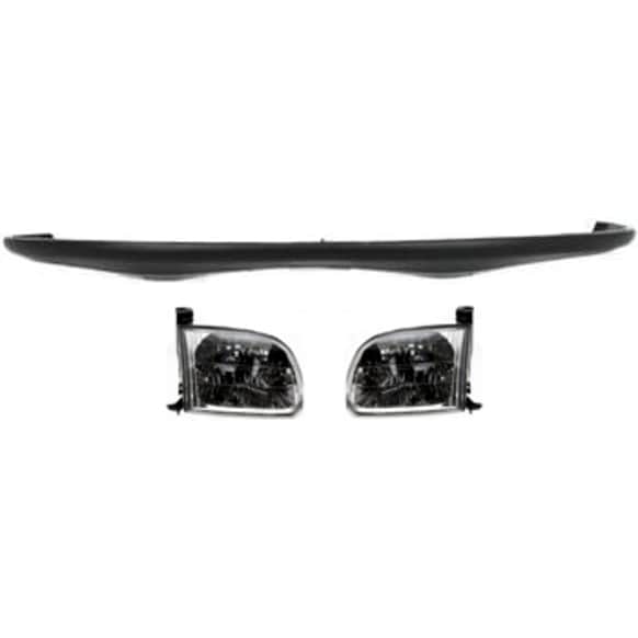 3-Piece Kit, Front, Upper Textured Bumper Cover, Includes (1) Bumper Cover and (2) Headlight
