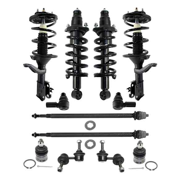 2002-2006 Honda CR-V - 12-Piece Kit Front, Driver and Passenger Side Suspension Kit, Includes (2) Ball Joint, (2) Sway Bar Link, (4) Tie Rod End and (4) Shock Absorber and Strut Assembly