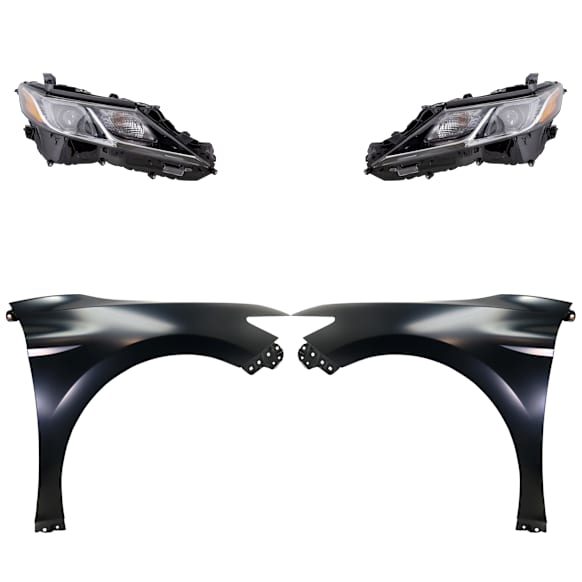 4-Piece Kit Driver and Passenger Side LED Headlight, With bulb(s), OE Replacement, Includes (2) Fender and (2) Headlight