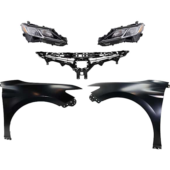 5-Piece Kit Driver and Passenger Side LED Headlight, Includes (2) Fender, (1) Grille Assembly, and (2) Headlight