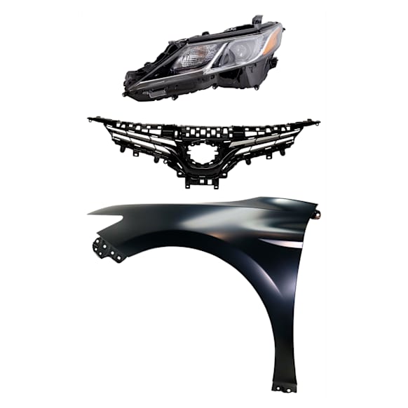 3-Piece Kit Driver Side LED Headlight, Includes (1) Fender, (1) Grille Assembly, and (1) Headlight