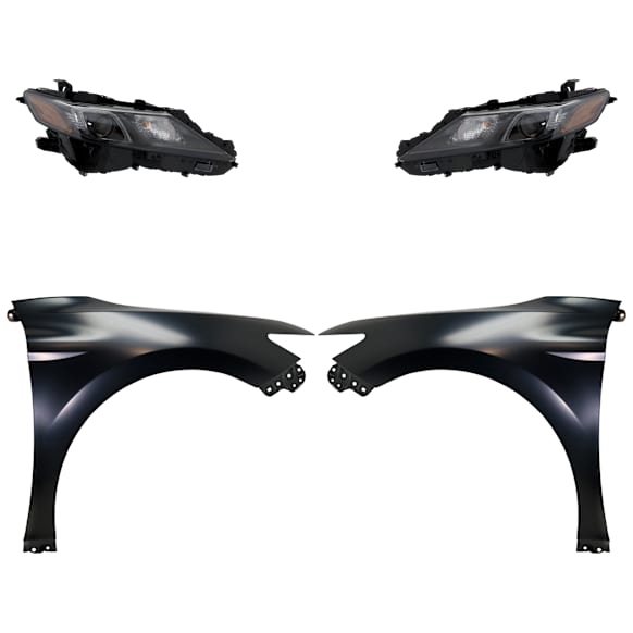 4-Piece Kit Driver and Passenger Side LED Headlight, With bulb(s), OE Replacement, CAPA Certified, Includes (2) Fender and (2) Headlight