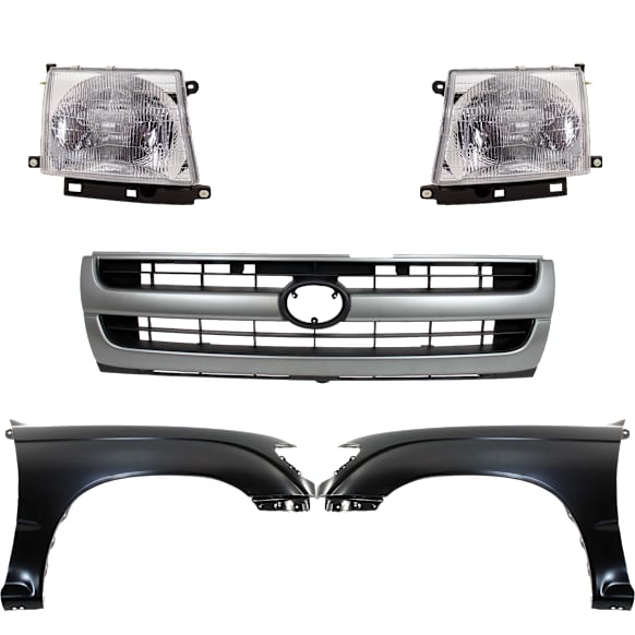 5-Piece Kit, Front, Driver and Passenger Side Fender, RWD, Without Pre-Runner Model, Includes (2) Fender, (1) Grille, and (2) Headlight