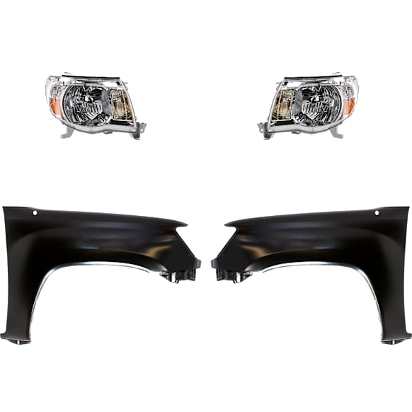 4-Piece Kit Driver and Passenger Side Halogen Headlight, With bulb(s), OE Replacement, Includes (2) Fender and (2) Headlight