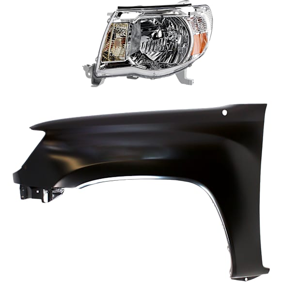 2010 Toyota Tacoma - 2-Piece Kit Driver Side Halogen Headlight, With bulb(s),  For Models Without Sport Package, OE Replacement, RWD,  Includes (1) Fender and (1) Headlight