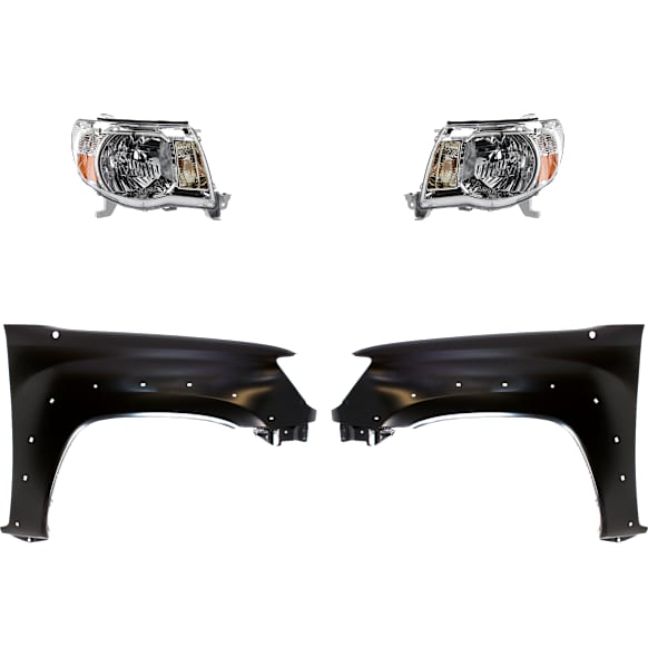 4-Piece Kit Driver and Passenger Side Halogen Headlight, With bulb(s), For Models Without Sport Package, OE Replacement, Includes (2) Fender and (2) Headlight