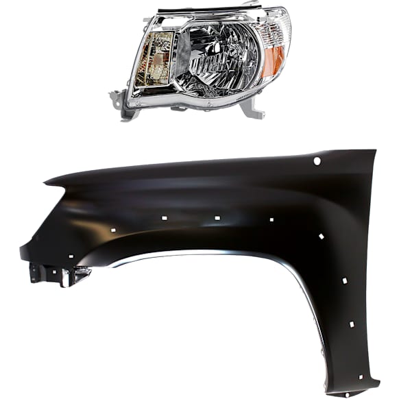 2-Piece Kit Driver Side Halogen Headlight, With bulb(s), For Models Without Sport Package, OE Replacement, Includes (1) Fender and (1) Headlight