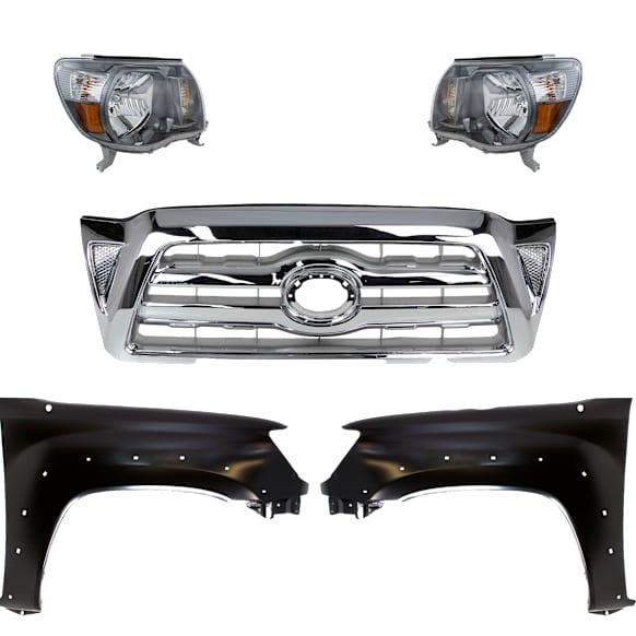 5-Piece Kit, Grille Chrome, Includes (2) Fender, (1) Grille, and (2) Headlight