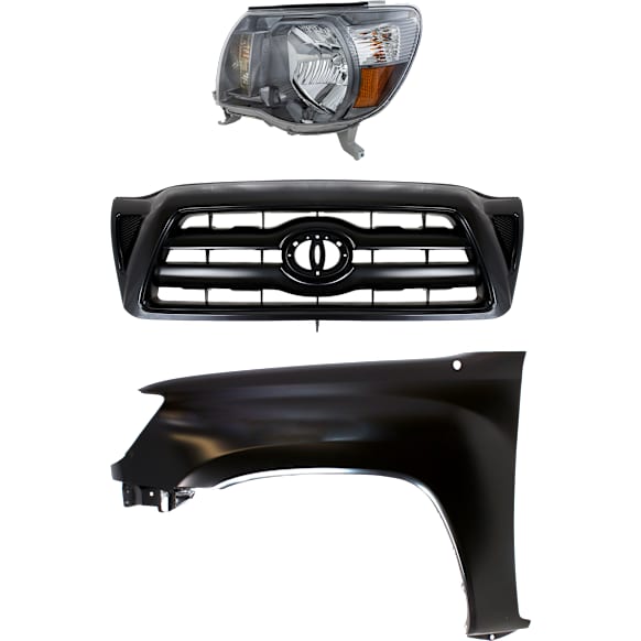 3-Piece Kit Driver Side Halogen Headlight, Type 1, Includes (1) Fender, (1) Grille Assembly, and (1) Headlight, CAPA Certified