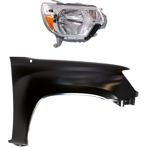 2-Piece Kit Passenger Side Halogen Headlight, With bulb(s), OE Replacement, Includes (1) Fender and (1) Headlight